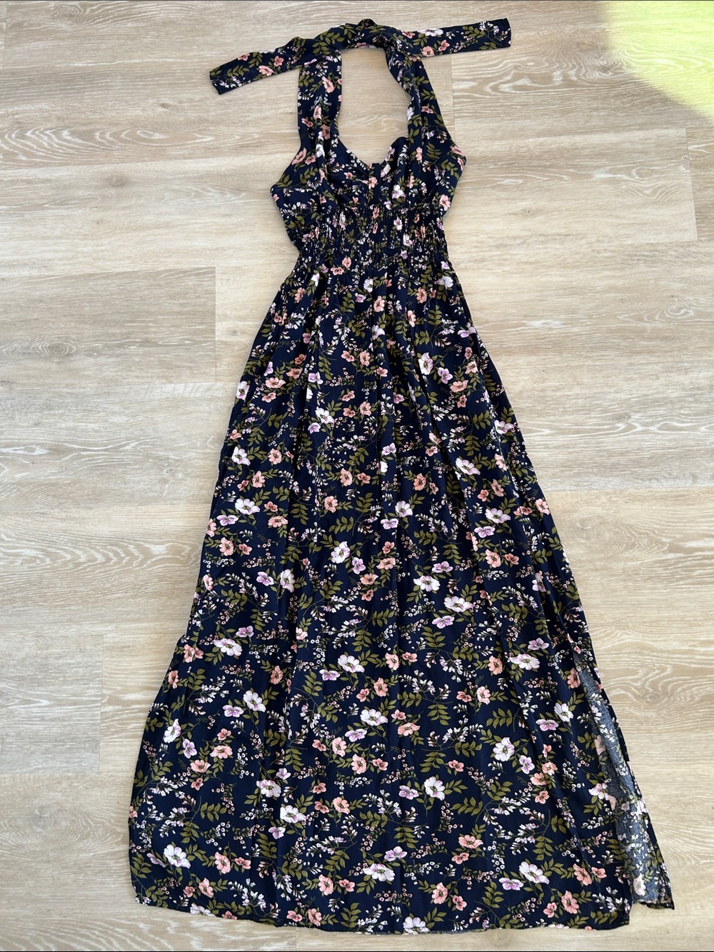 Navy Floral Halter Maxi Dress - Women's Navy Floral Dress